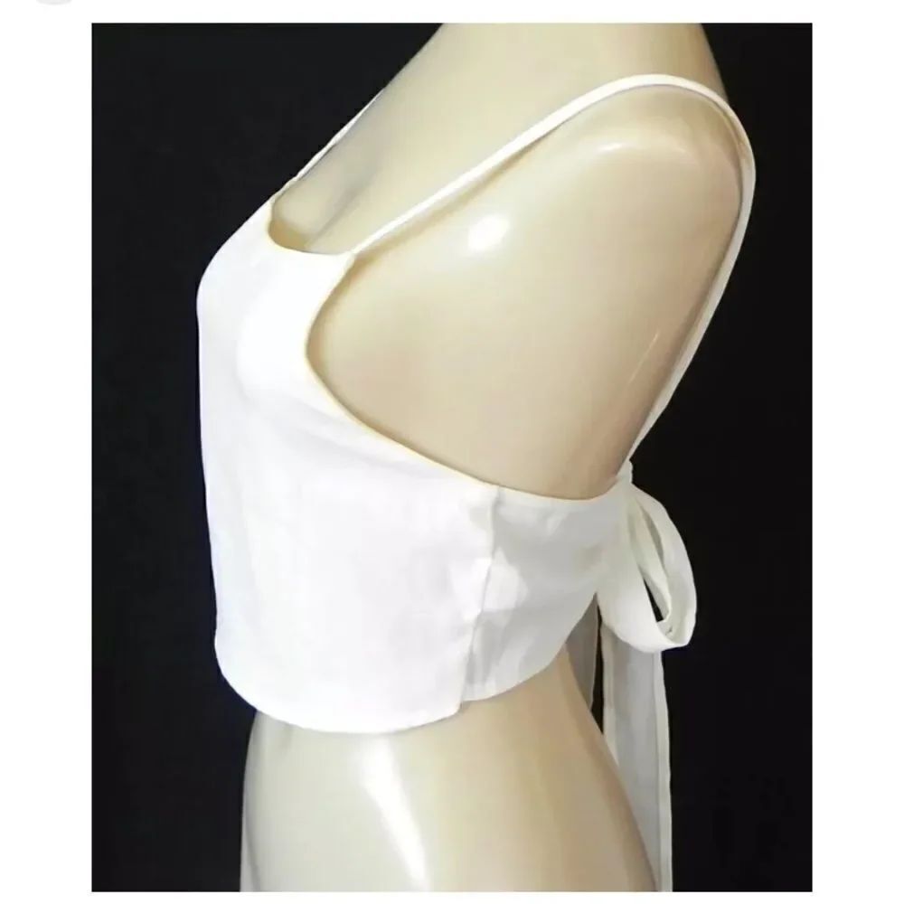 John Galt Crop Open Back/Scarf Tie Spaghetti Strap Black Size O/S(fits 2XS/S) - Picture 2 of 6